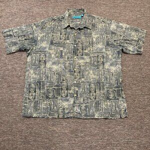 Tori Richard Short Sleeve Hawaiian Shirt Top Button Size XL Aztec Tribal 6881